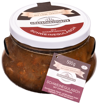 Dürrröhrsdorfer Schweinegulasch mit Champignons im Glas